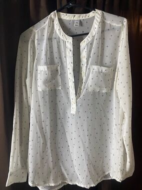 Old Navy White Sheer Star Print sheer Blouse